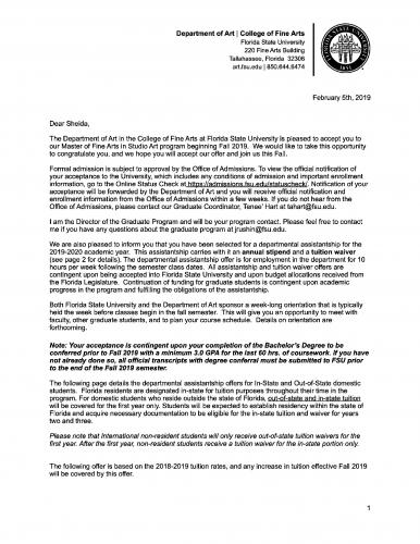 73.Admission.2019.FloridaStateUniversity.Master.StudioArt.Sheida1