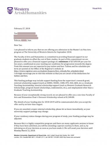 79.Admission.2018.WesternUniversity.Master.FineArts.Yas1