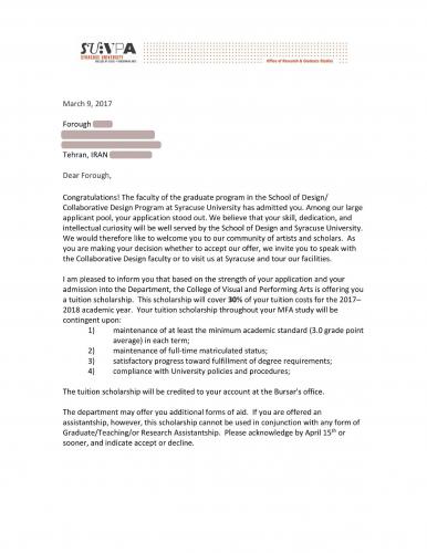 81.Admission.2017.SyracuseUniversity.Master.CollaborativeDesign.Forough1