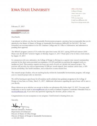 82.Admission.2017.IowaStateUniversity.Master.SustainableEnvironments.Kaveh1
