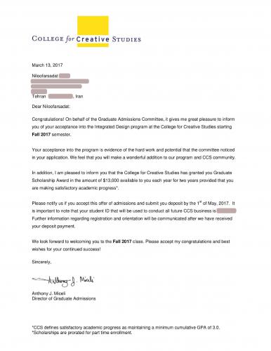 83.Admission.2017.CollegeForCreativeStudies.Master.IntegratedDesign.Niloofarsadat1